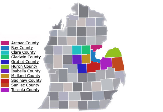 Map of Catholic Federal Credit Union Dioceses of Saginaw